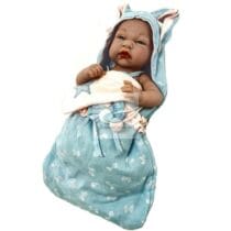 Papusa Bebe Nou Nascut bleu cu scutecel de dormit