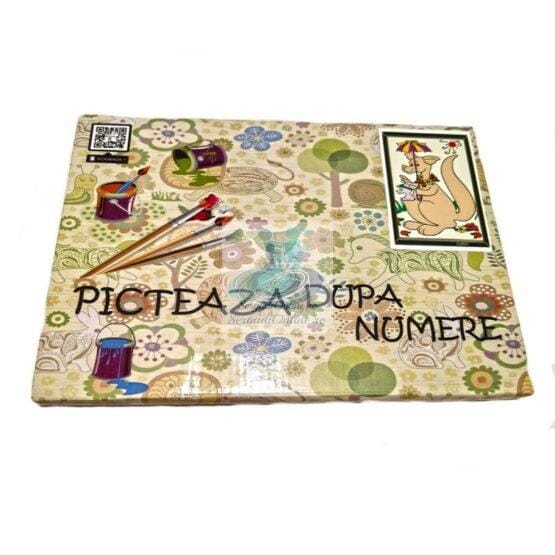 Set pictura pe numere pentru copii - "Cangur" - 30x20 cm, panza pe rama