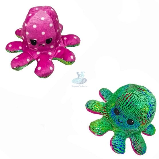 Caracatita reversibila roz cu buline – verde lucios