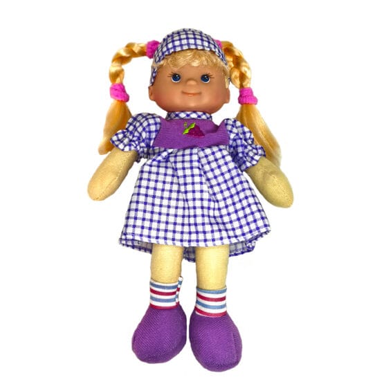 Papusa trup textil parfumata mov 28 cm