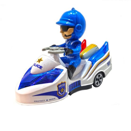 Motocicleta politie 20 cm si politist cu sunete si proiectie lumini