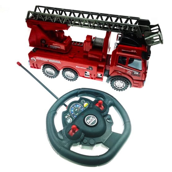 Camion pompieri rosu 28 cm cu radiocomanda si lumini
