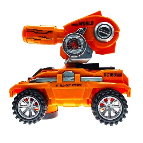 Tanc portocaliu 18 cm cu sunete, proiectie lumini si abur