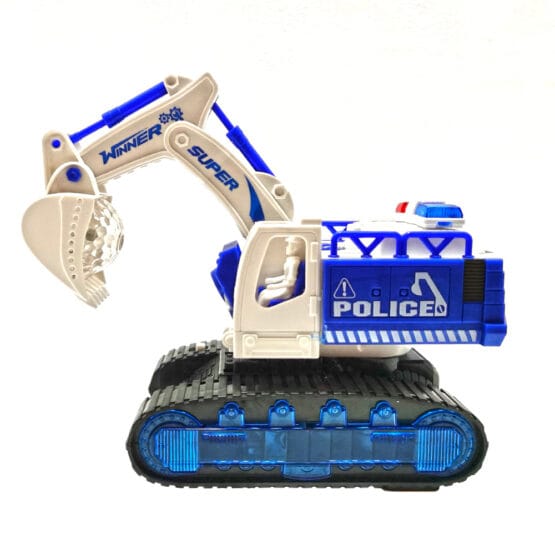 Excavator alb Transformers 20 cm cu lumini si sunete