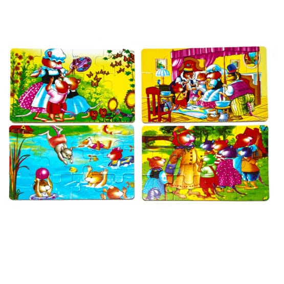Puzzle lemn imagini cu vulpi 4 planse x 12 piese