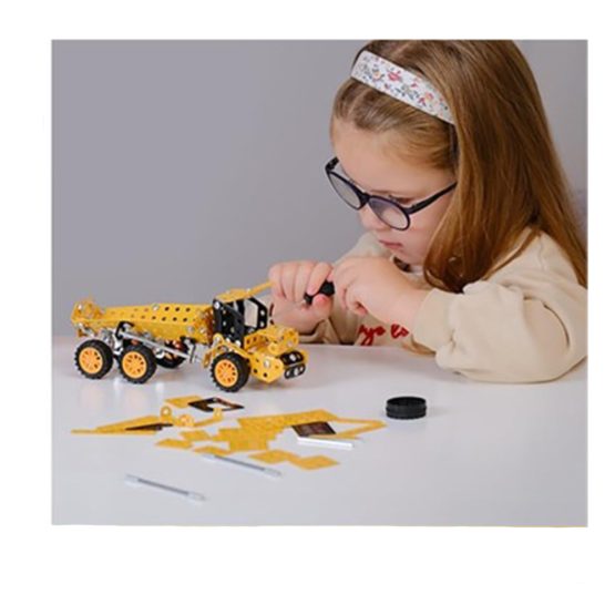 Set construcție Metalic 221 piese Utilaj Agricol, unelte incluse – jucărie educativă STEM +8 ani